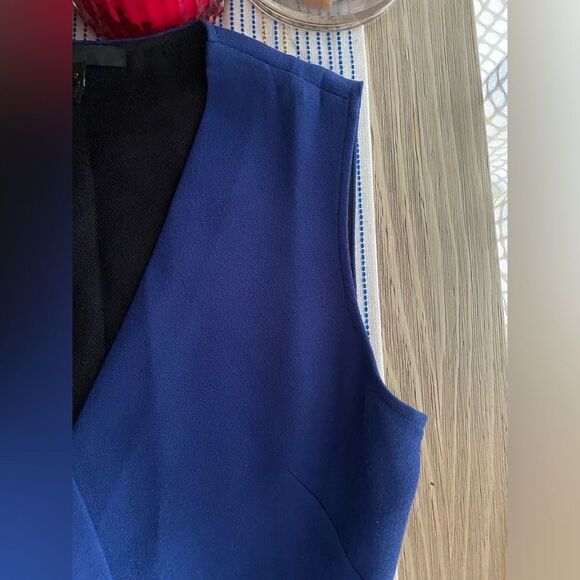 MAJE Mini Dress Womens Sz 2 Blue Fit & Flare Sleeveless V Neck Zip - Picture 5 of 14